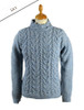 Wool Cashmere Aran Cable Merino Sweater - Sky Blue