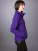 Double Collar Zip Merino Aran Cardigan - Purple