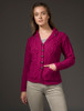 Revere Button Collar Aran Cardigan - Raspberry