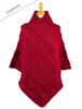 Aran Cable Poncho - Garnet