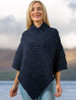 Aran Cable Poncho - Navy