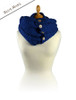 Aran Snood Scarf with Buttons - Blue Marl