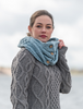 Aran Snood Scarf with Buttons - Misty Marl