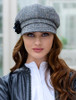 Ladies Tweed Newsboy Hat - Grey