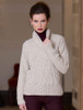 Wool Cashmere Shawl Neck Cable Sweater