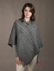 Cable Poncho with Aran Button Detail - Grey