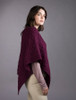 Cable Poncho with Aran Button Detail - Very Berry