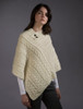 Cable Poncho with Aran Button Detail - Natural White