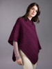 Cable Poncho with Aran Button Detail - Very Berry