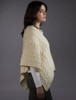 Cable Poncho with Aran Button Detail - Natural White