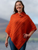 Cable Poncho with Aran Button Detail - Autumn Leaf