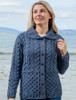 Honeycomb Button-Up Cardigan- Denim Marl