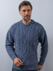 Merino Wool Diamond Sweater Mens - Denim