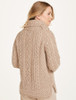 Aran Cowl Neck Tunic Sweater - Wicker