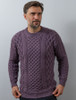 Heavyweight Merino Wool Aran Sweater - Warm Lavender