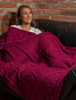 Two-Tone Aran Pleated Throw - Raspberry