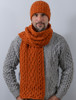 Wool Cashmere Aran Honeycomb Hat - Terracotta