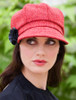 Ladies Tweed Newsboy Hat - Red