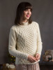 Women's Wool Cashmere Aran Mock Turtleneck Sweater - White