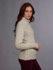 Women's Wool Cashmere Aran Mock Turtleneck Sweater - Chalkstone