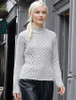 Women's Wool Cashmere Aran Mock Turtleneck Sweater - Chalkstone