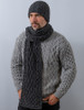Men's Wool Cashmere Honeycomb Scarf  -  Charcoal