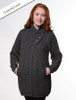 Aran Cable Crossover Neck Coat - Charcoal