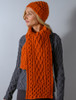 Women's Wool Cashmere Aran Honeycomb Scarf - Terracotta