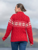 Winter Fair Isle Zip-Neck Aran Sweater -Cherry/Natural White