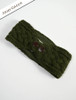 Fleece Lined Aran Headband with Buttons - Army Green