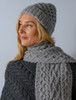 Women's Wool Cashmere Aran Honeycomb Hat - Middle Grey