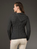 Cowl Button Neck Aran Sweater - Charcoal