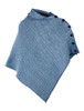 Herringbone Merino Poncho with Button Detail - Denim/Mist