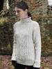 Super Soft Aran Roll Neck Sweater - White