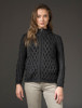 Plated Cardigan with Celtic Zip - Charcoal Mix