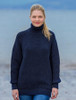 Women's Merino Ribbed Turtleneck Sweater - Navy