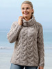 Super Soft Chunky Cable Cowl Neck Aran - Toasted Oat