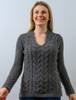 Wool Cashmere Cable V-Neck Sweater‎