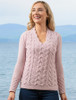 Wool Cashmere Cable V-Neck Sweater - Pink Mist