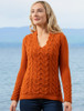 Wool Cashmere Cable V-Neck Sweater - Terracotta