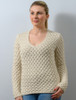 Open Neck Merino Trellis Sweater - Natural White