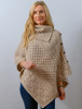 Ladies Merino Button Poncho - Parsnip