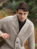 Merino Wool Ribbed Shawl Neck Cardigan - Oatmeal