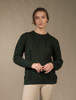 Women's Super Soft Aran Crew Neck Sweater - Seaweed Green