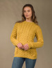 Women's Super Soft Aran Crew Neck Sweater - Yellow