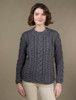 Women's Super Soft Aran Crew Neck Sweater - Slate Grey
