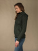 Aran Cable Knit Hoodie With Celtic Side Zip - Army Green