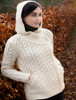 Aran Cable Knit Hoodie With Celtic Side Zip - Natural White