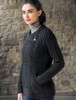 Merino Wool Side Zip Aran Cardigan - Charcoal