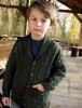 Kid's Shawl Neck Aran Cardigan - Army Green